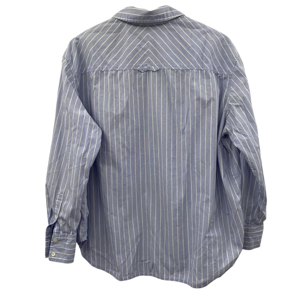 AYR L 100% cotton deep end blue pinstriped button down - Picture 5 of 7